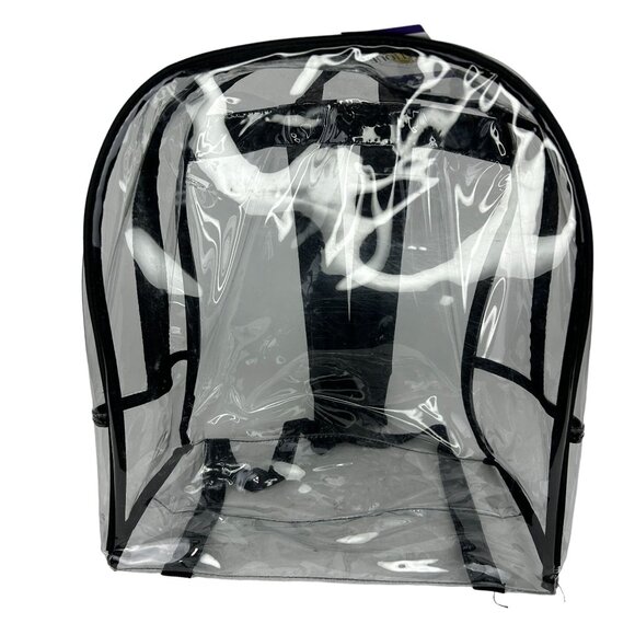 Clear Waterproof Backpack Security Approved Bookbag Black Trim Vinyl PVC - Picture 1 of 8